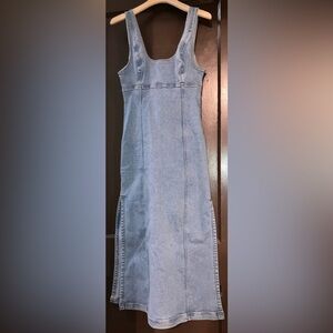 Denim Scoop Neck Maxi Dress